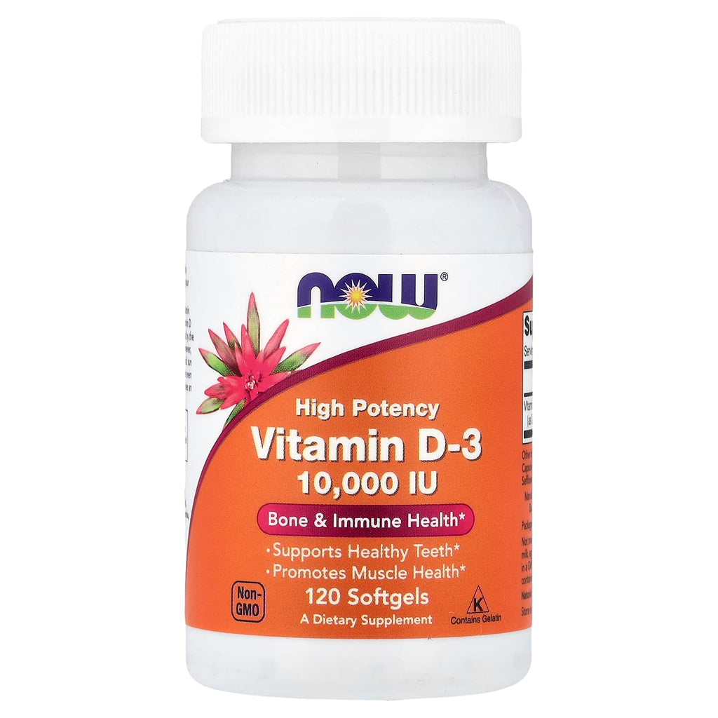 NOW Foods Vitamine D3 Haute Efficacité 10 000 UI – 120 Capsules