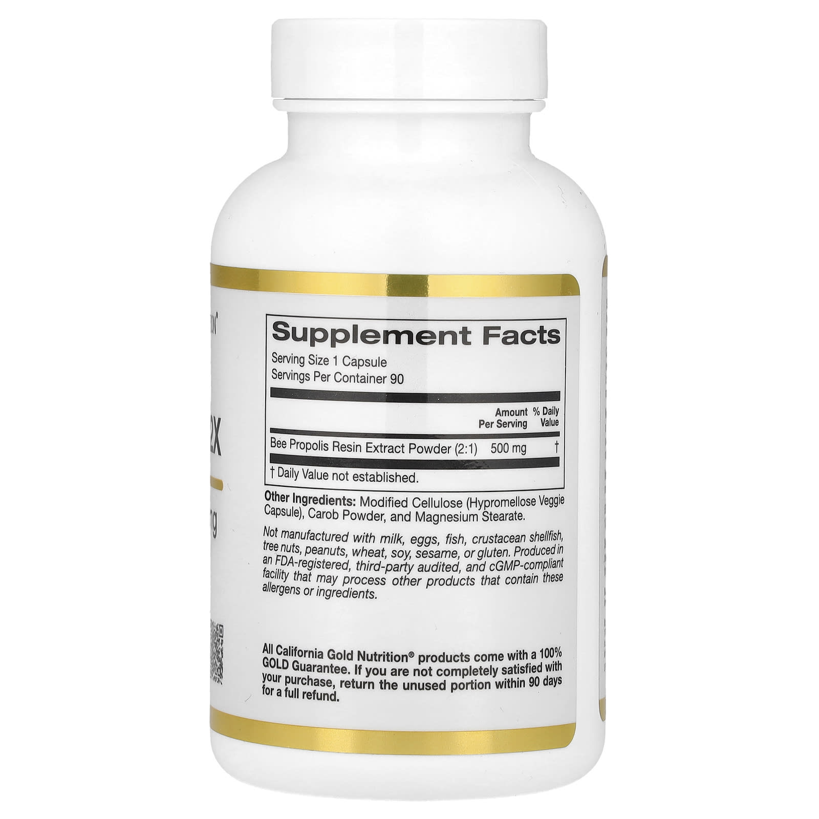 California Gold Nutrition – Bee Propolis 2X – Extrait Concentré 500 mg – 90 Capsules