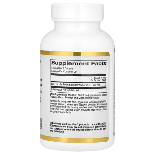 California Gold Nutrition – Bee Propolis 2X – Extrait Concentré 500 mg – 90 Capsules
