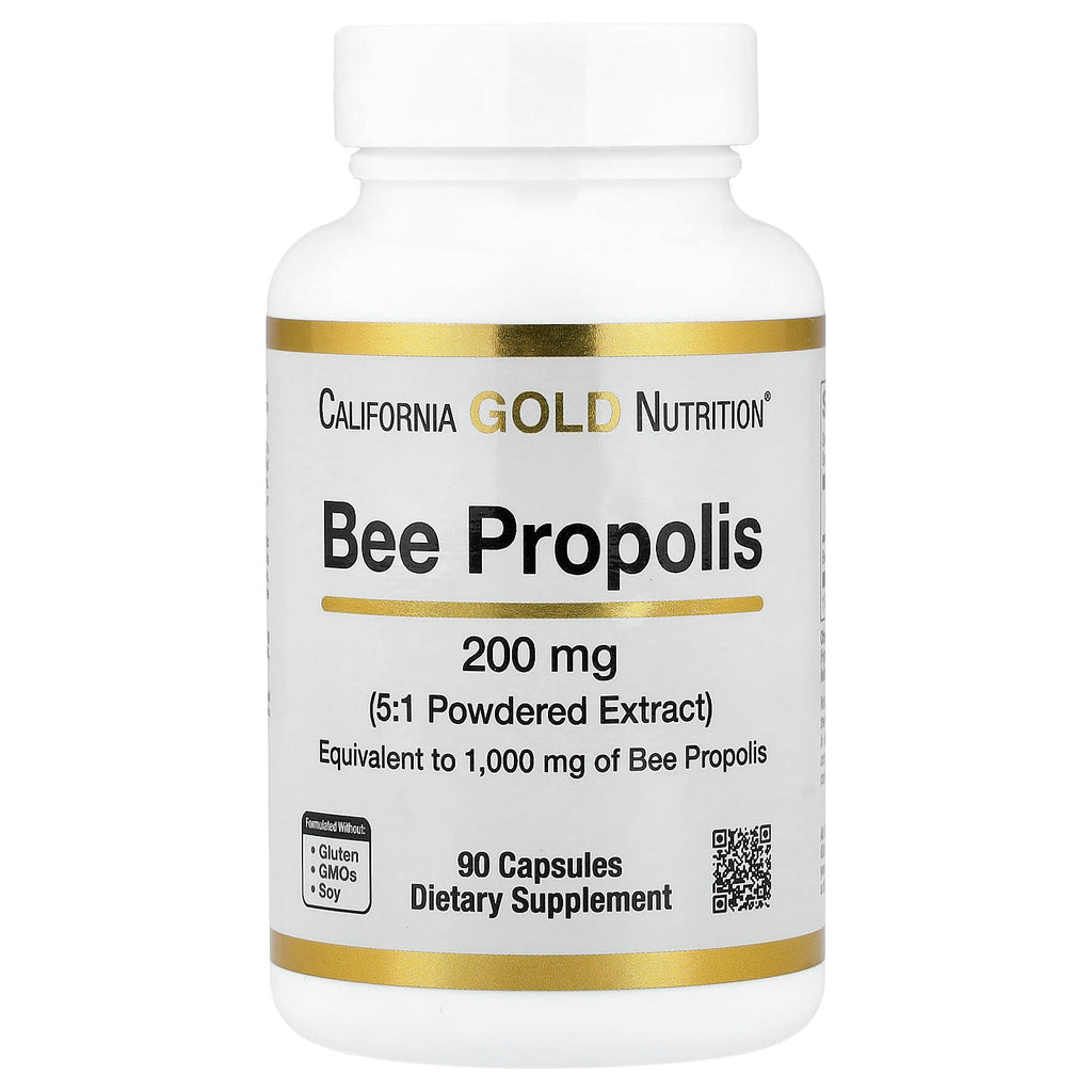 California Gold Nutrition – Propolis d'Abeille 2X – Extrait Concentré 200 mg – 90 Capsules Végétariennes