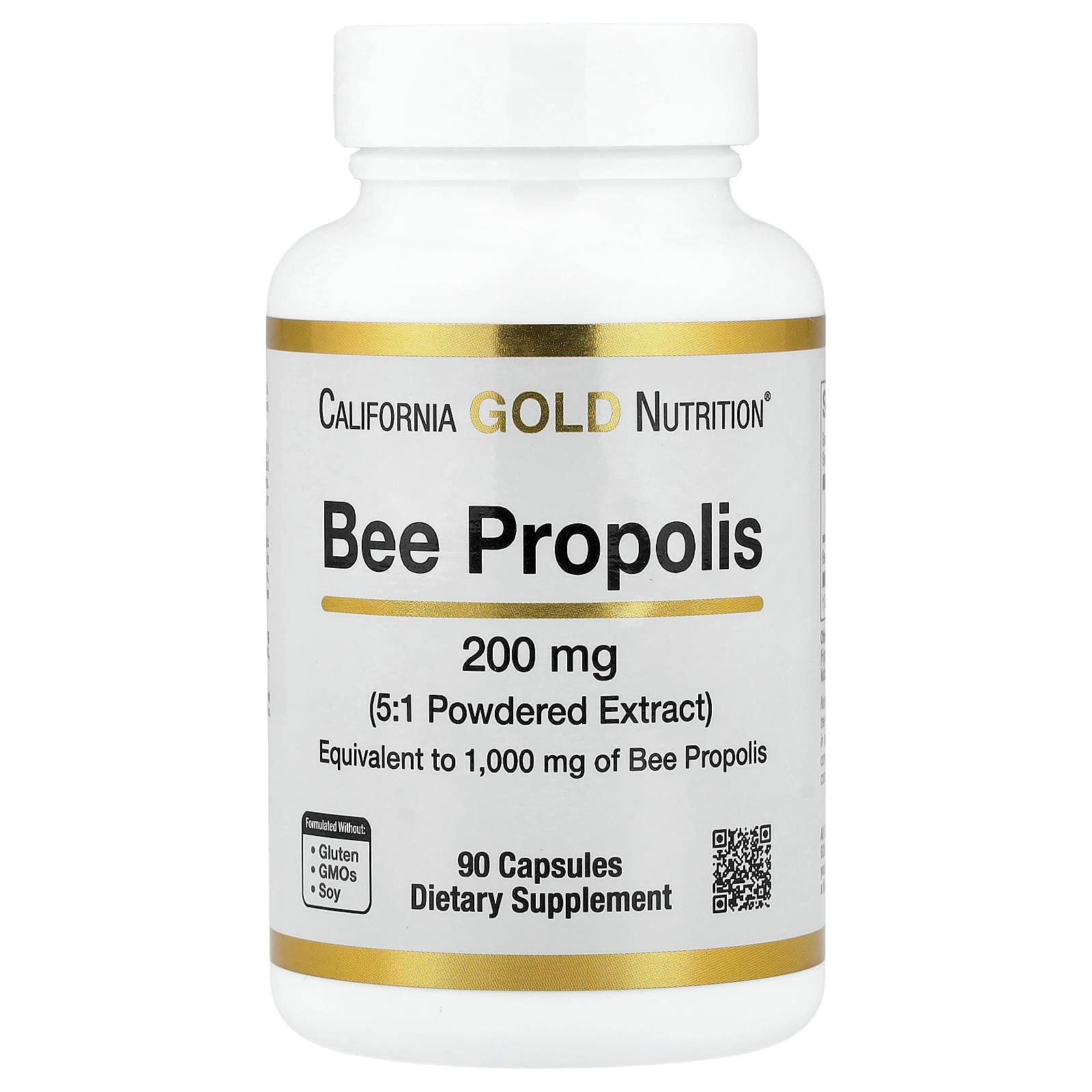 California Gold Nutrition – Propolis d'Abeille 2X – Extrait Concentré 200 mg – 90 Capsules Végétariennes