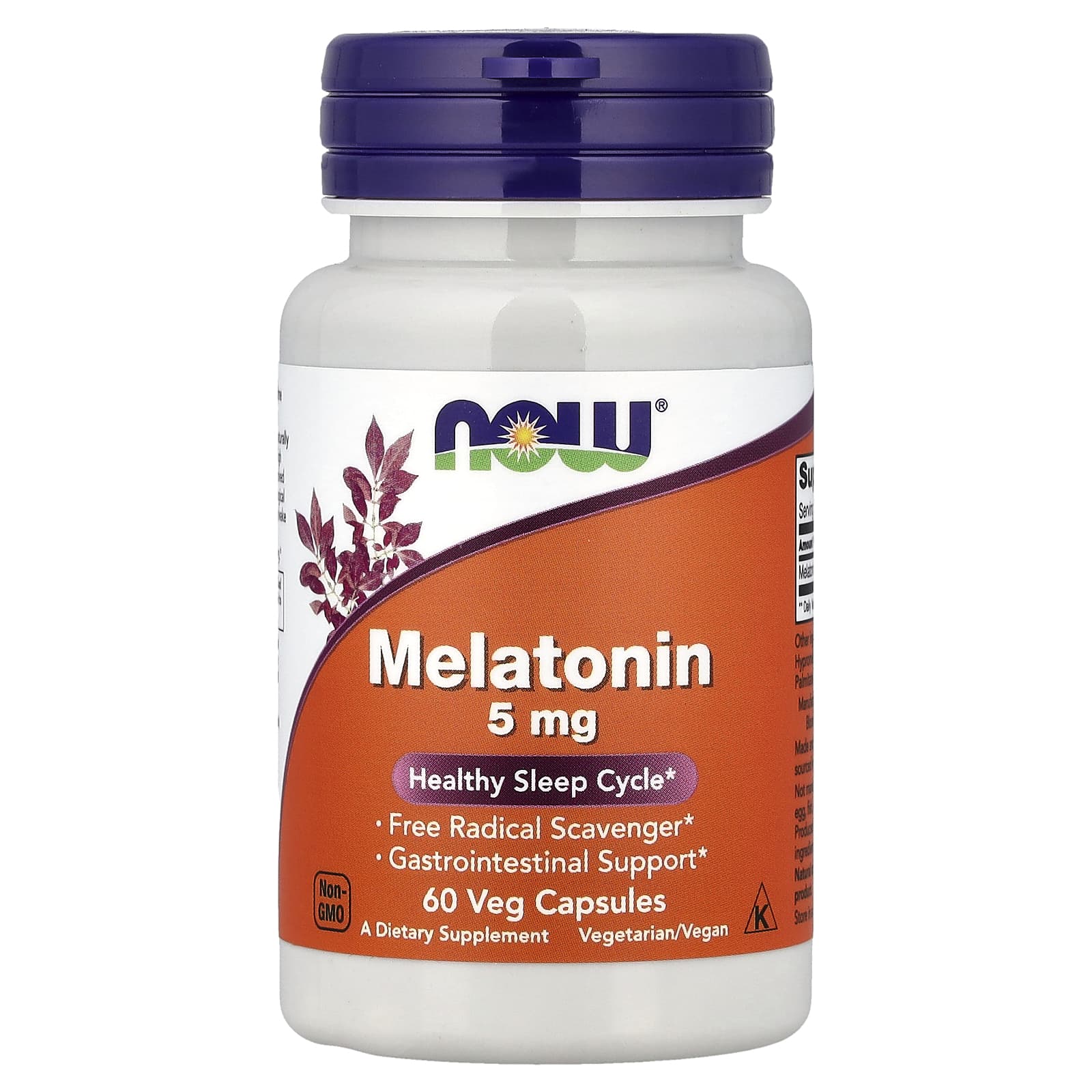 NOW Foods Mélatonine 5 mg – 60 Capsules Végétales