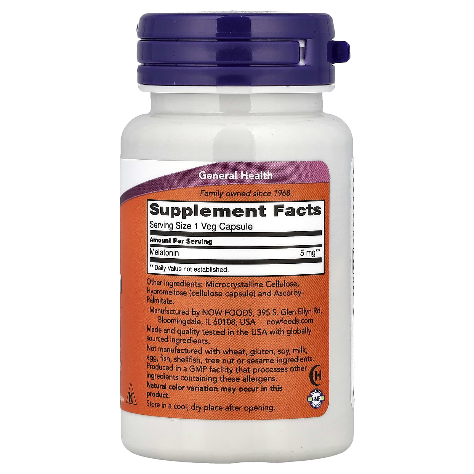 NOW Foods Mélatonine 5 mg – 60 Capsules Végétales