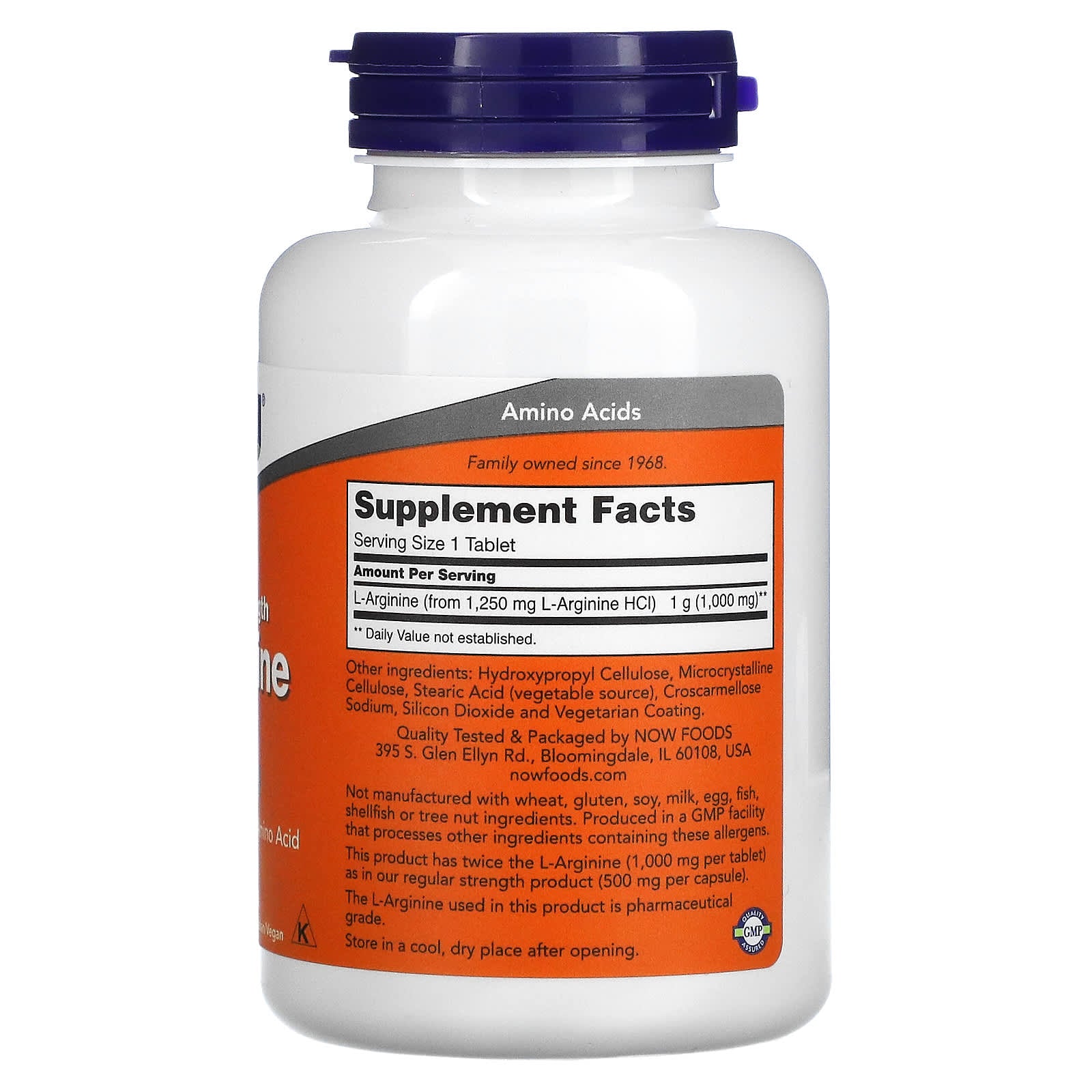 NOW Foods L-Arginine 1000 mg – 120 comprimés