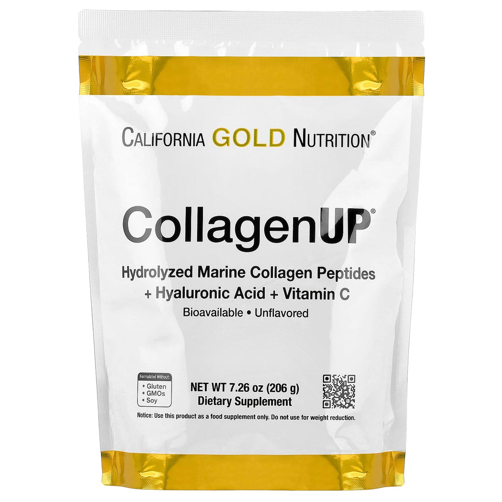 California Gold Nutrition, CollagenUP, Peptides de collagène marin hydrolysé à l'acide hyaluronique et à la vitamine C, Non aromatisés, 206g