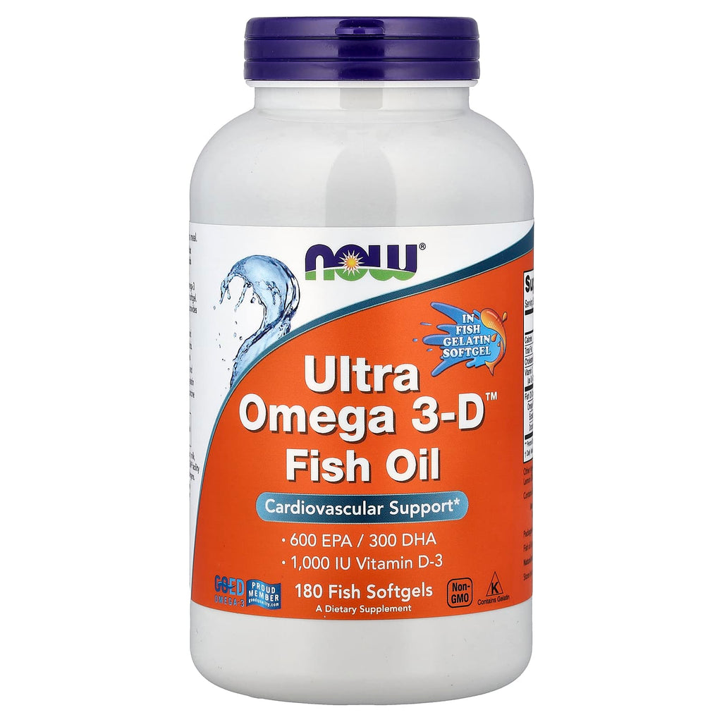 NOW Foods Ultra Oméga-3 – 500 mg EPA / 250 mg DHA – 180 Capsules à Enveloppe Molle