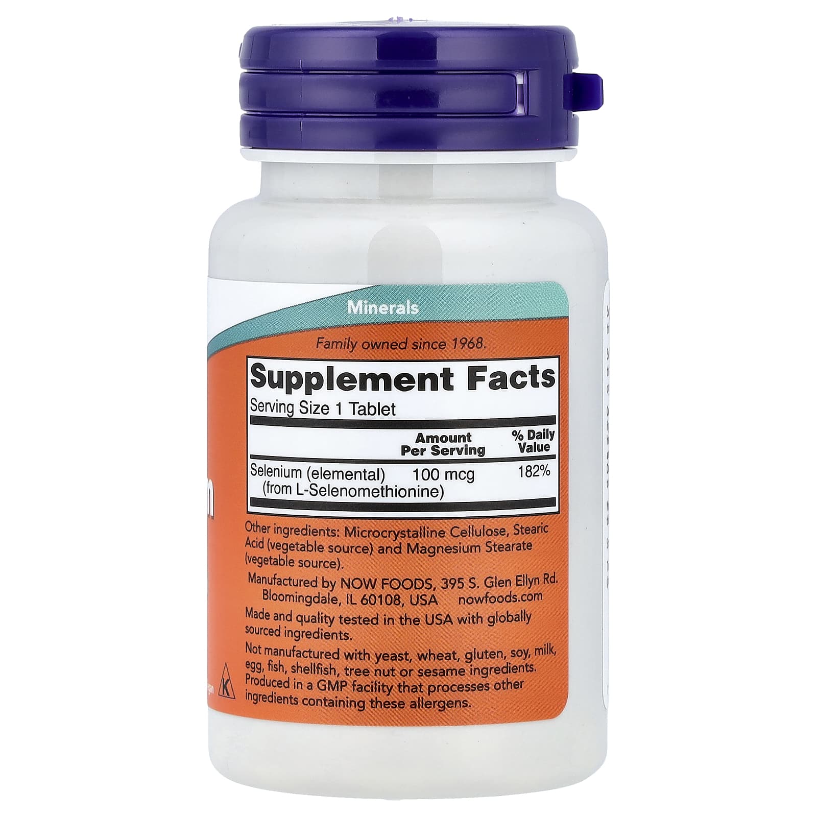 NOW Foods Sélénium 100 µg – 100 Comprimés
