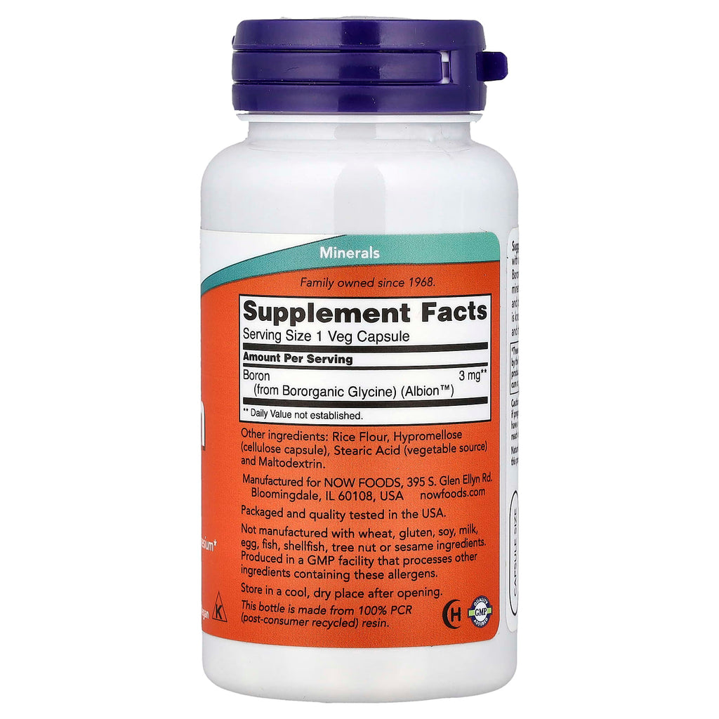 NOW Foods Bore 3 mg – 100 Capsules Végétariennes