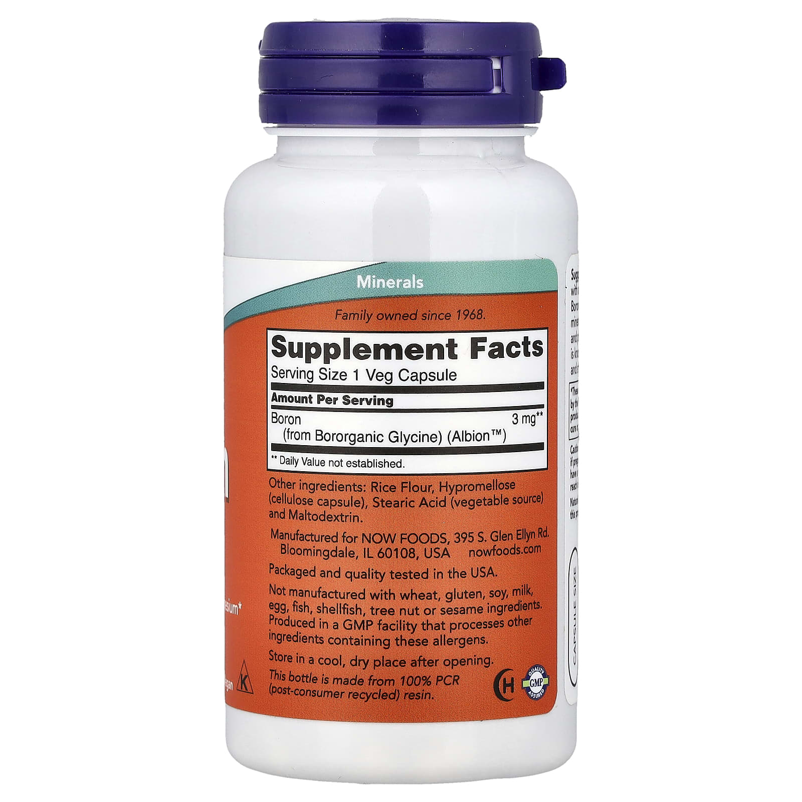 NOW Foods Bore 3 mg – 100 Capsules Végétariennes
