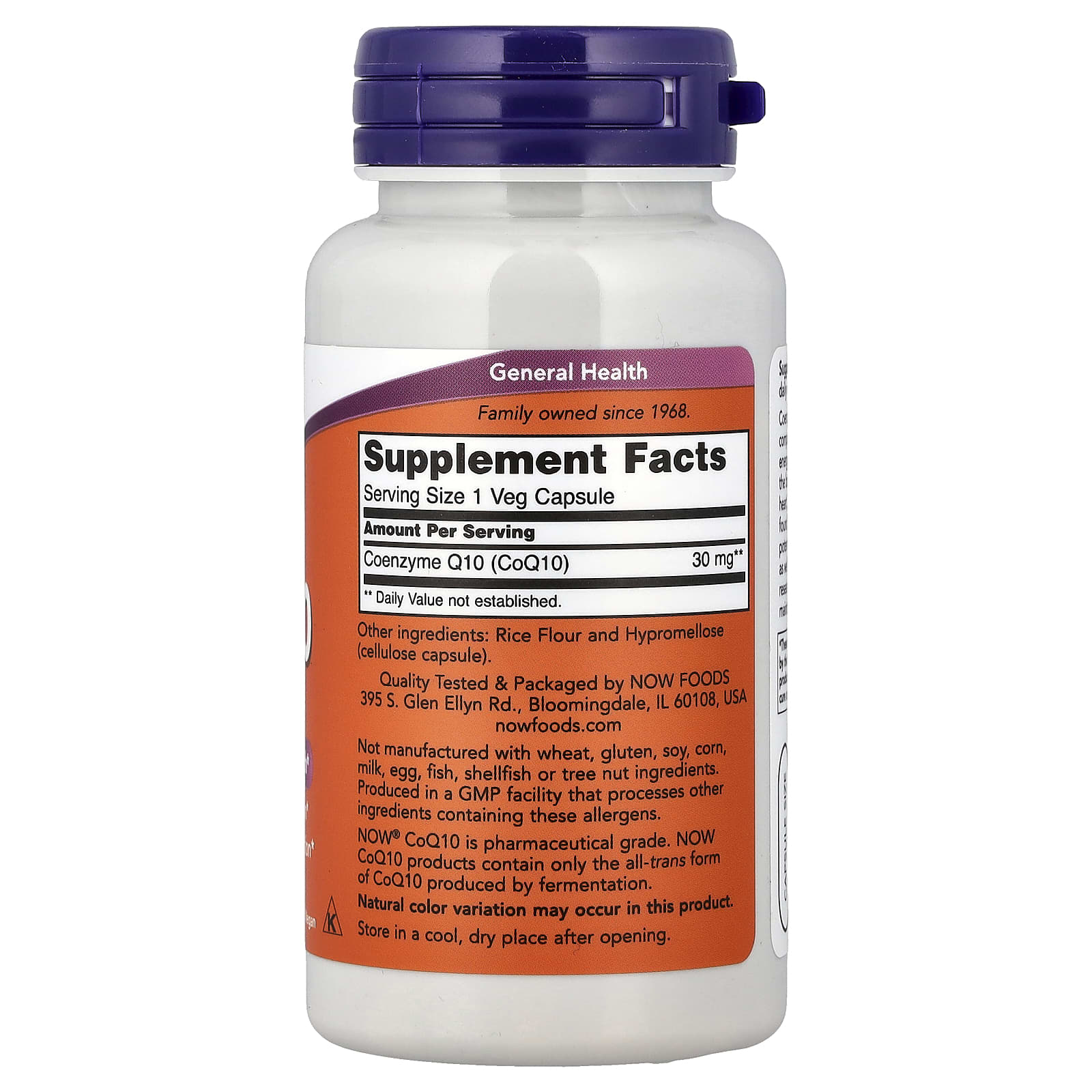 NOW Foods CoQ10 30 mg – 120 Gélules Végétales