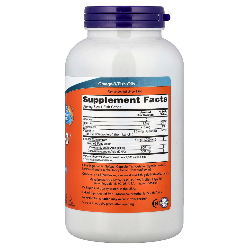 NOW Foods Ultra Oméga-3 – 500 mg EPA / 250 mg DHA – 180 Capsules à Enveloppe Molle