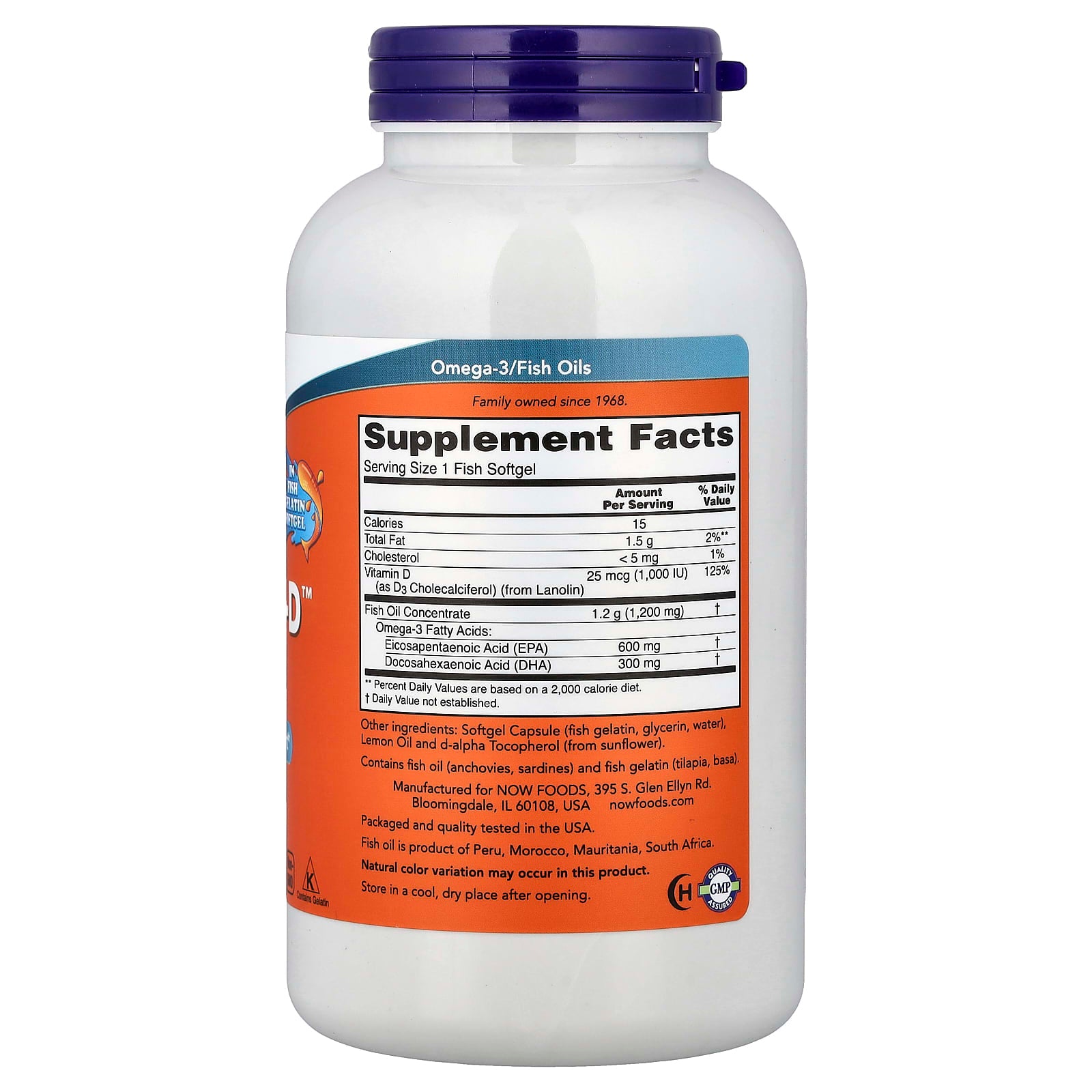 NOW Foods Ultra Oméga-3 – 500 mg EPA / 250 mg DHA – 180 Capsules à Enveloppe Molle
