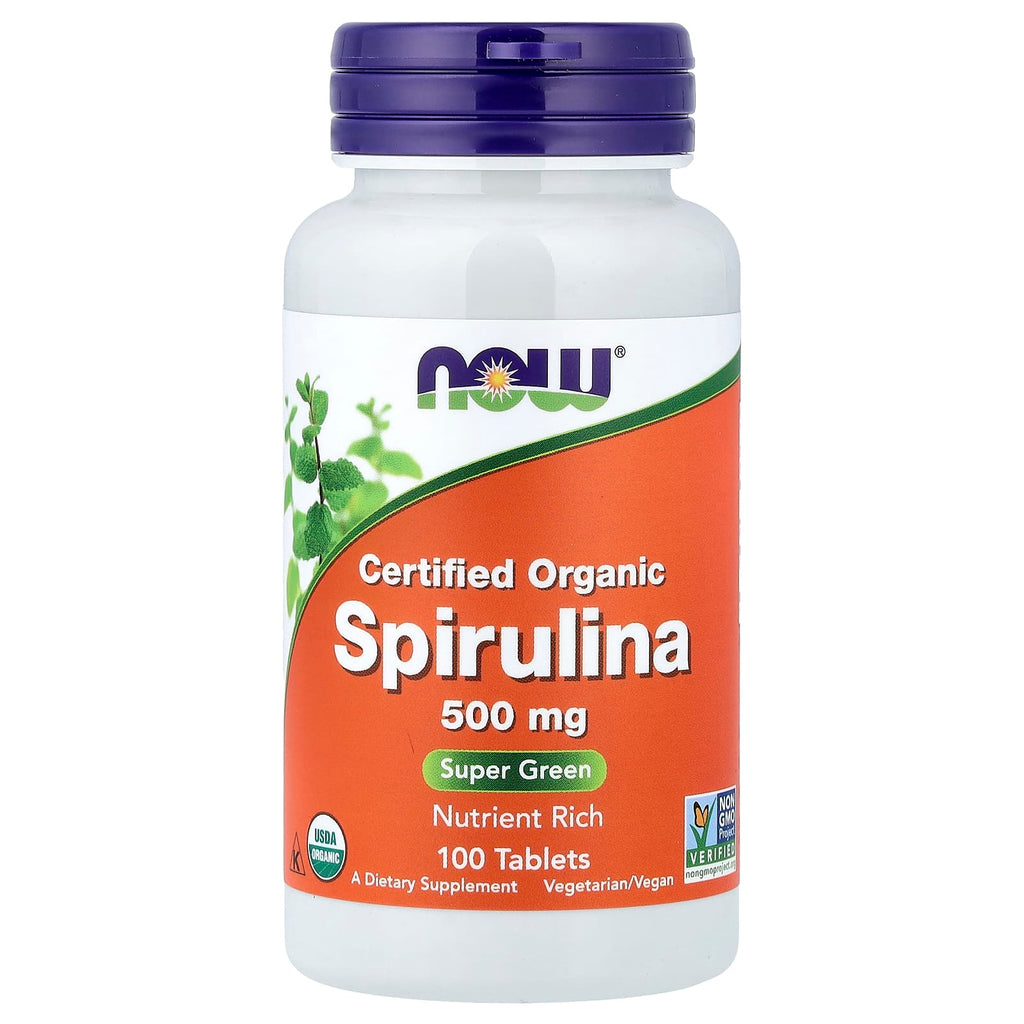 NOW Foods Spiruline Certifiée Biologique 500 mg – 100 Comprimés