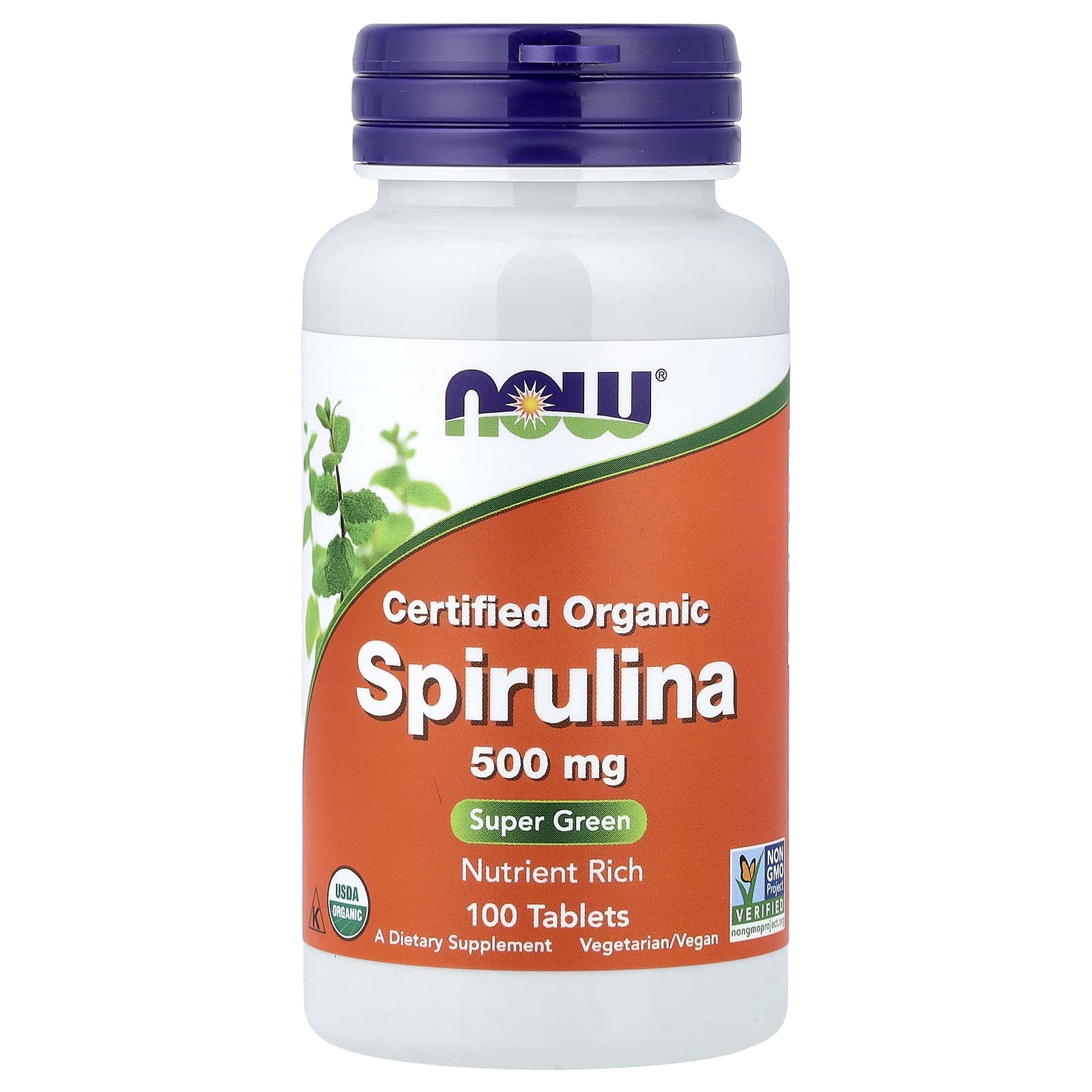 NOW Foods Spiruline Certifiée Biologique 500 mg – 100 Comprimés