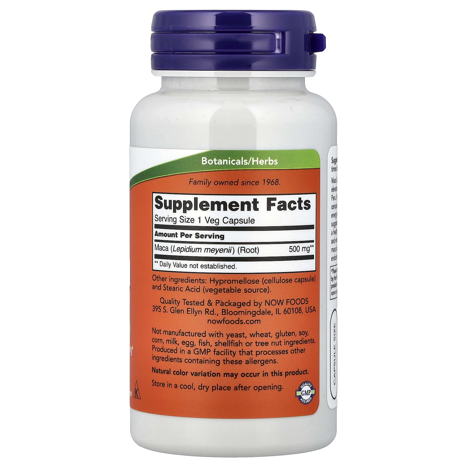 NOW Foods Maca 500 mg – 100 Capsules Végétariennes