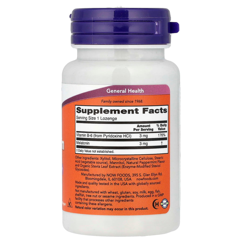 NOW Foods Mélatonine 3 mg – 90 Pastilles