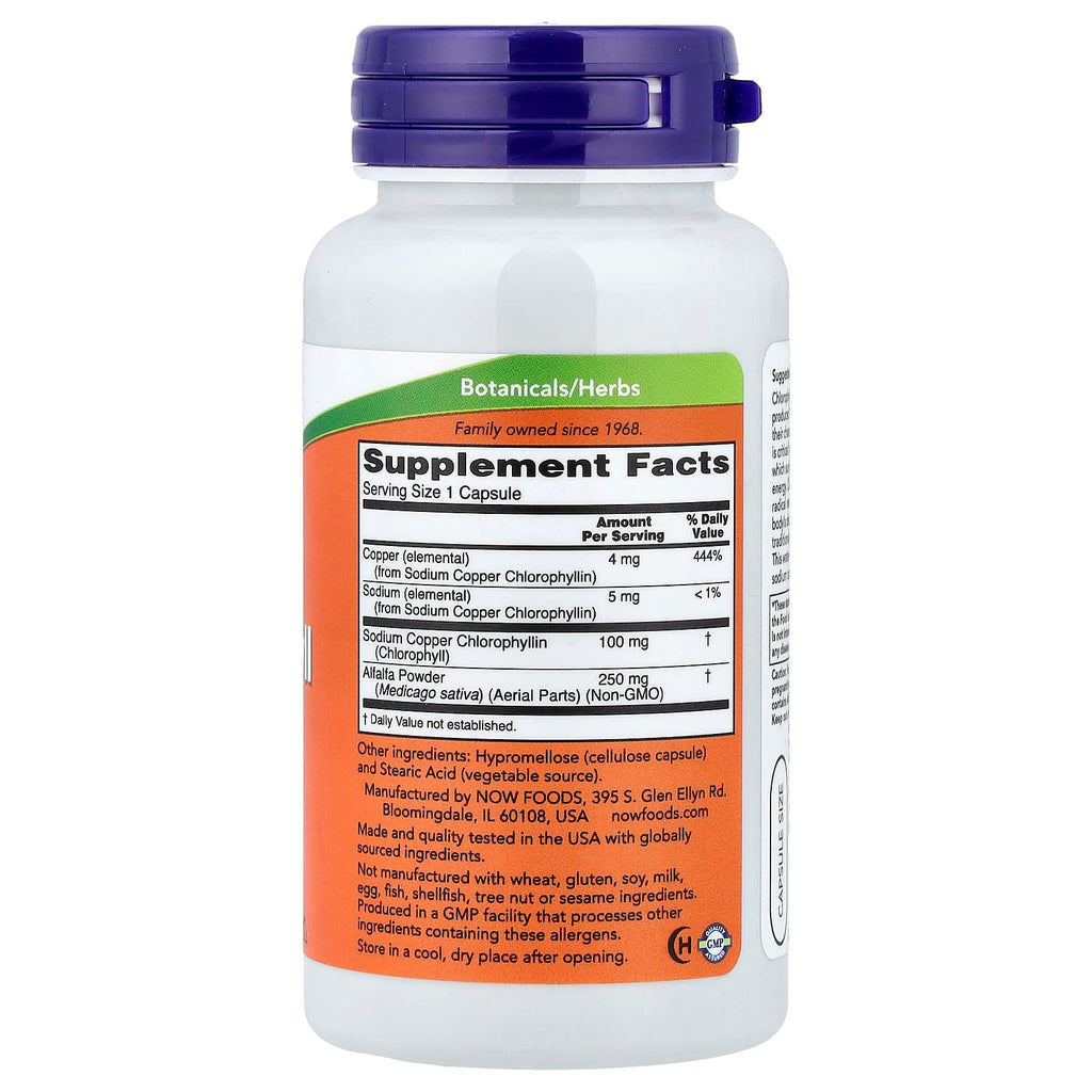 NOW Foods Chlorophylle 100 mg – 90 Capsules Végétariennes