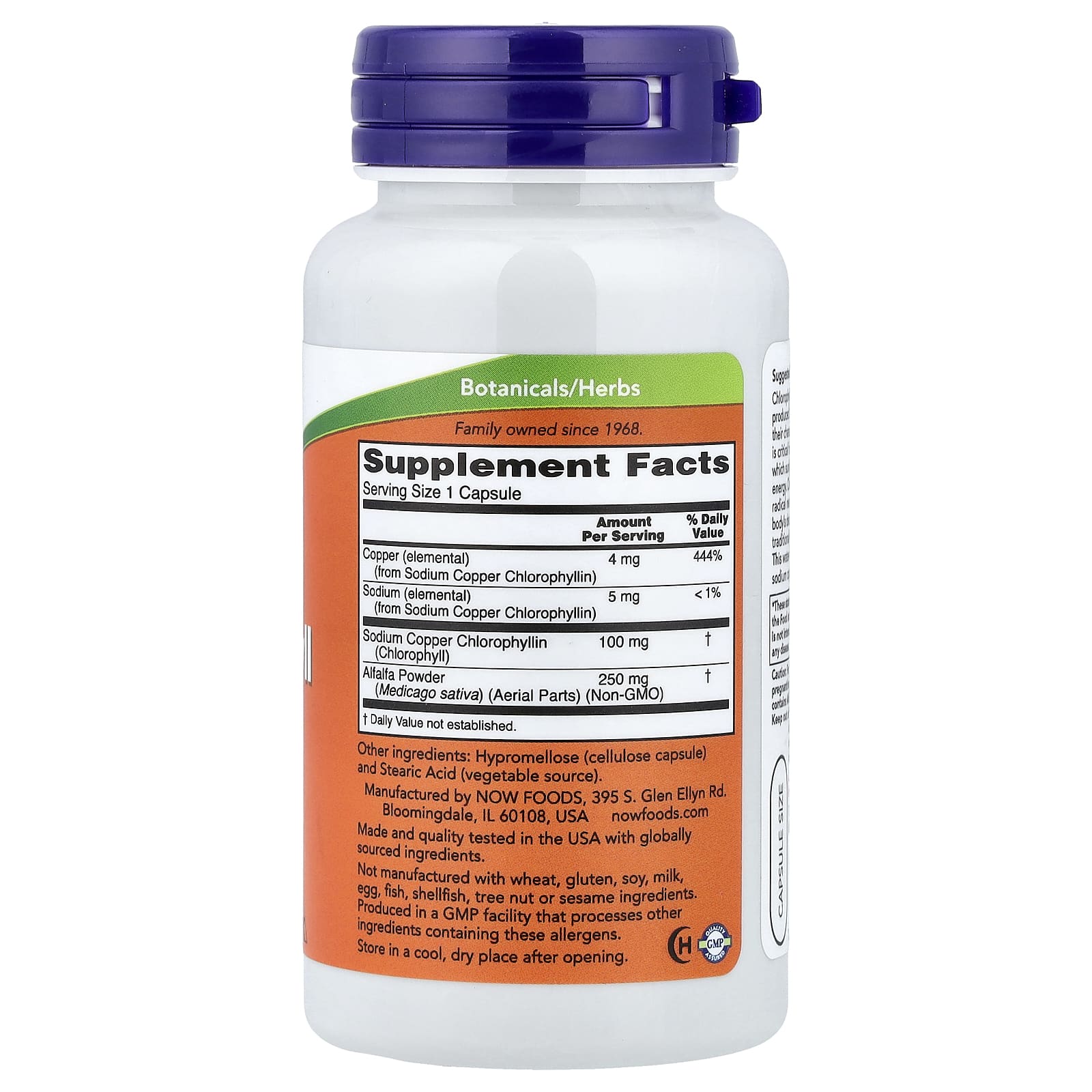 NOW Foods Chlorophylle 100 mg – 90 Capsules Végétariennes