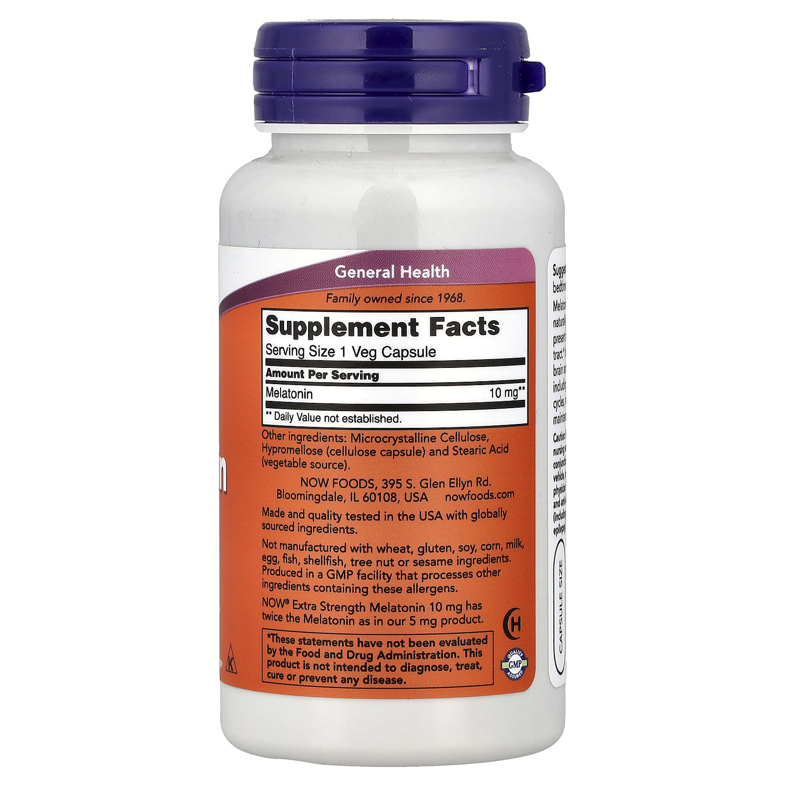 NOW Foods Mélatonine 10 mg – 100 Capsules Végétales