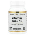 California Gold Nutrition – Vitamines D3 + K2 – 60 Capsules Végétales