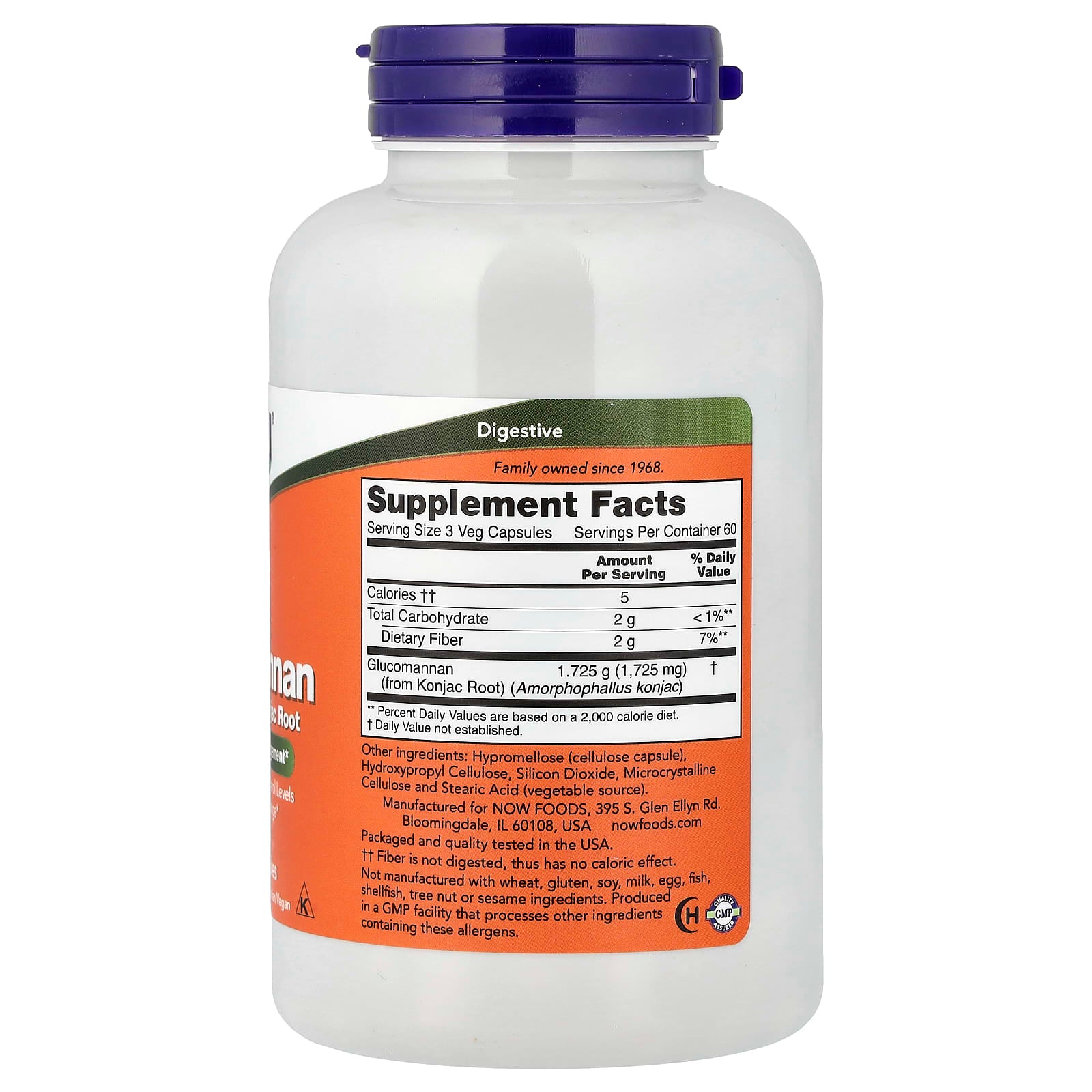 NOW Foods Glucomannane 575 mg – 180 Capsules Végétales