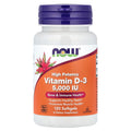 NOW Foods Vitamine D-3 5000 UI – 120 Capsules à Enveloppe Molle