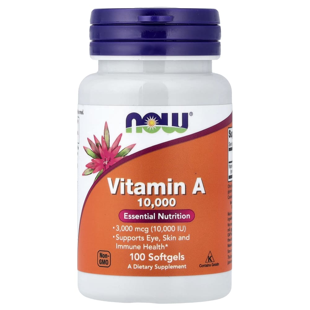 NOW Foods Vitamine A 10 000 UI – 100 softgels – photo produit