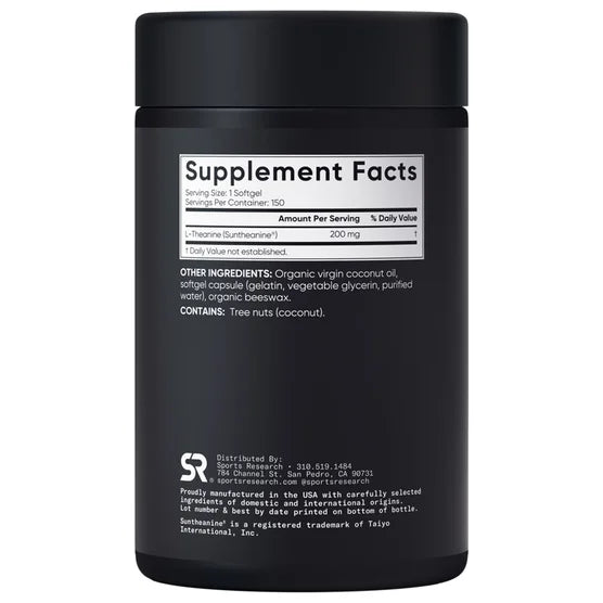 Sports Research Double Strength L-Theanine 200 mg – 150 capsules molles (Softgels)