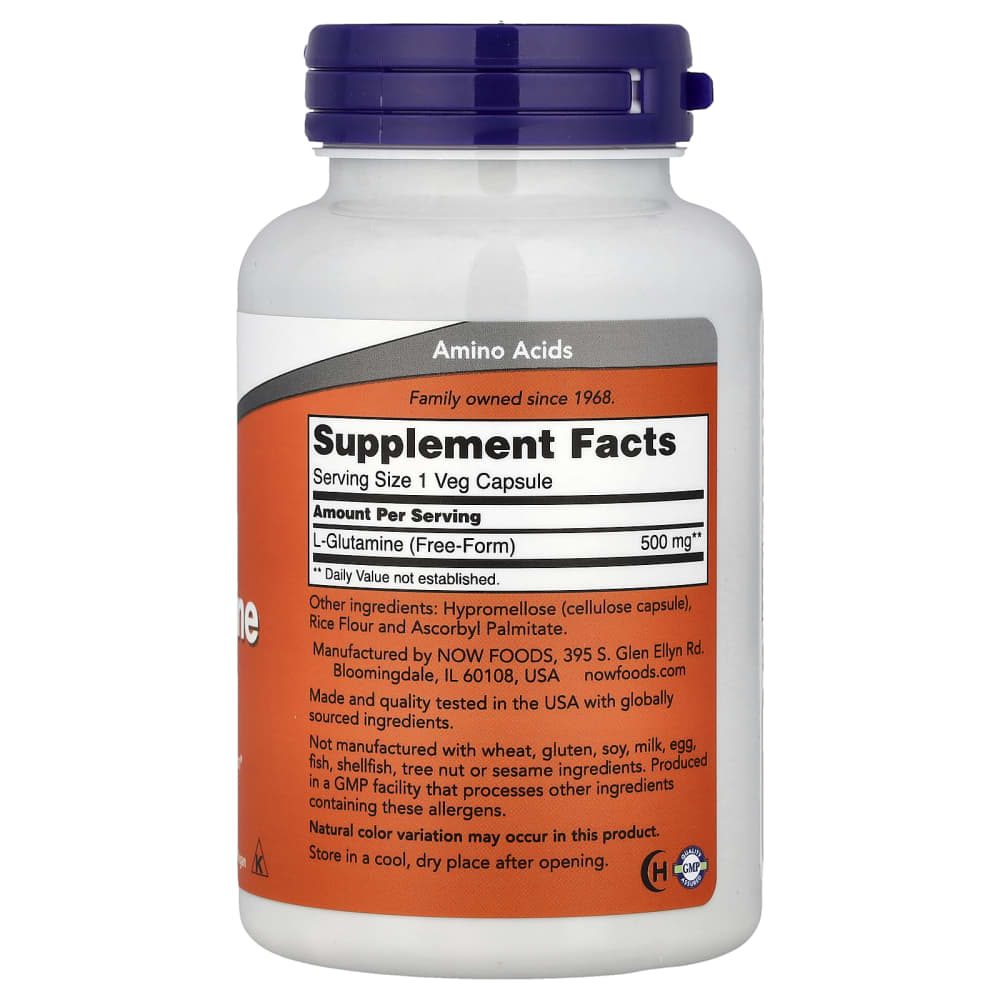 NOW Foods L-Glutamine 500 mg (120 Gélules Végétales) – vue supplémentaire
