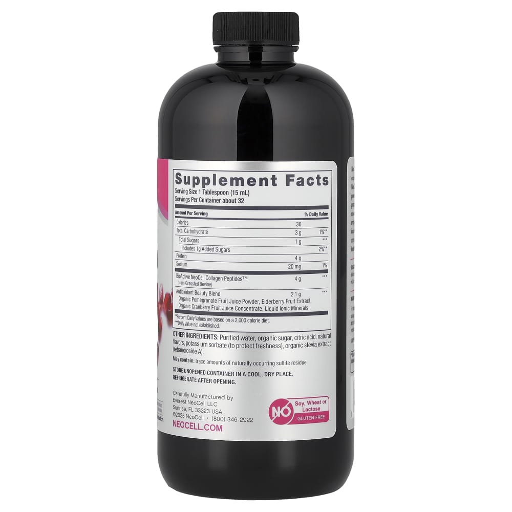 NeoCell Collagen Advanced BioActive Collagen Peptides Delicious Pomegranate Liquid – 473 mL (16 fl oz) – vue supplémentaire