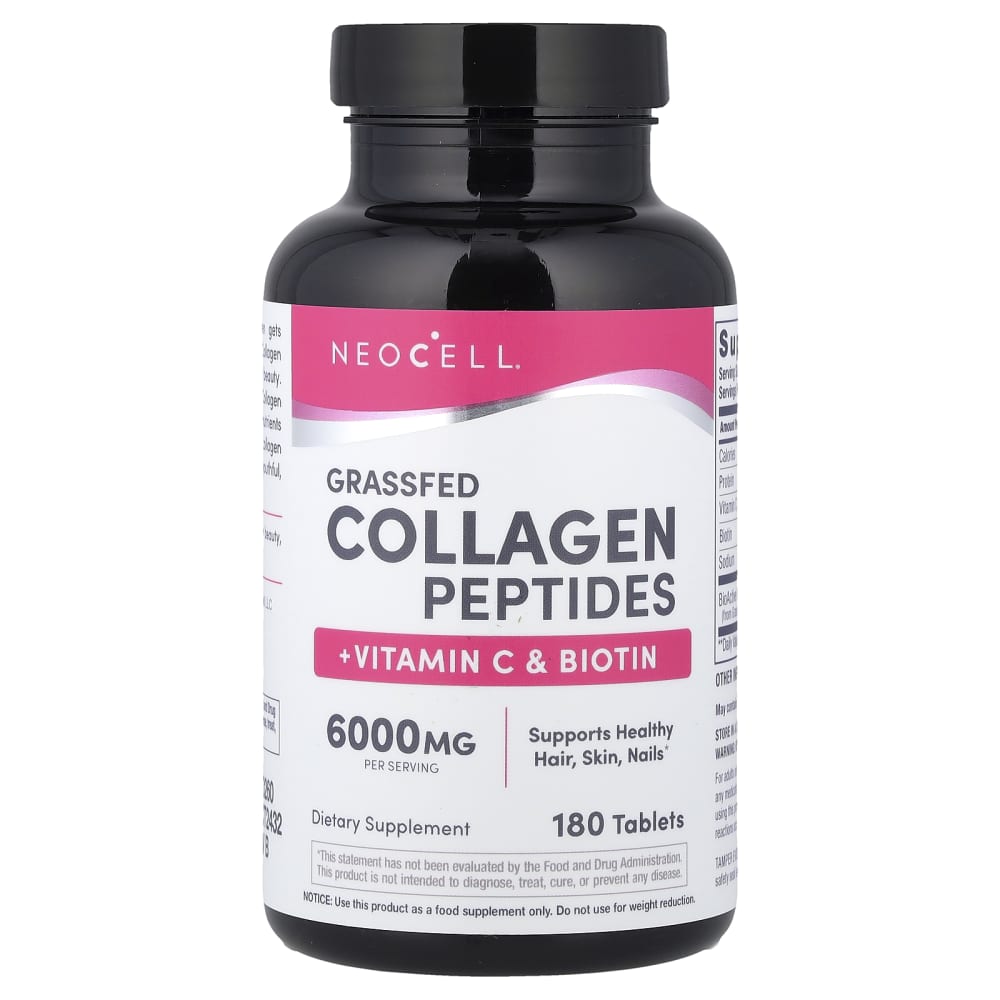 Neocell Grass-Fed Collagen Peptides + Vitamine C & Biotine – 6 000 mg – 180 comprimés – photo produit