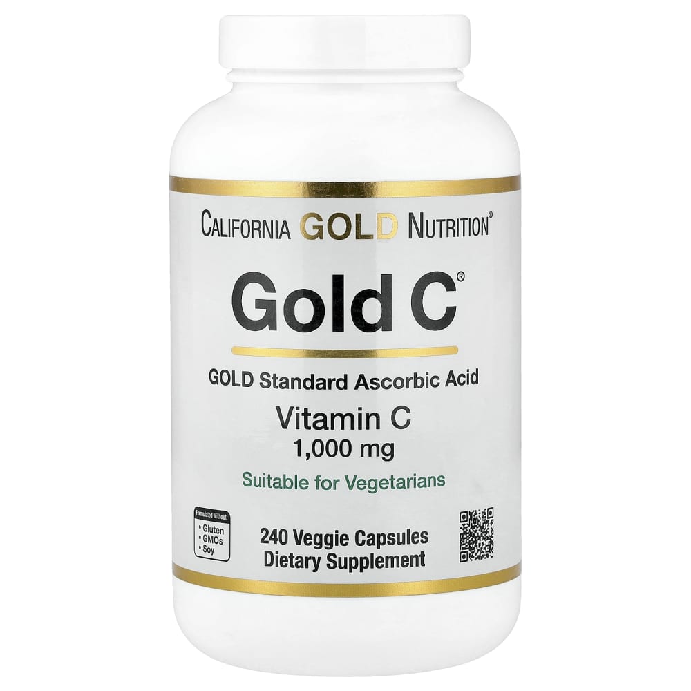 California Gold Nutrition Gold C, Vitamin C 1,000 mg – 240 gélules végétales (Veggie Capsules) – photo produit