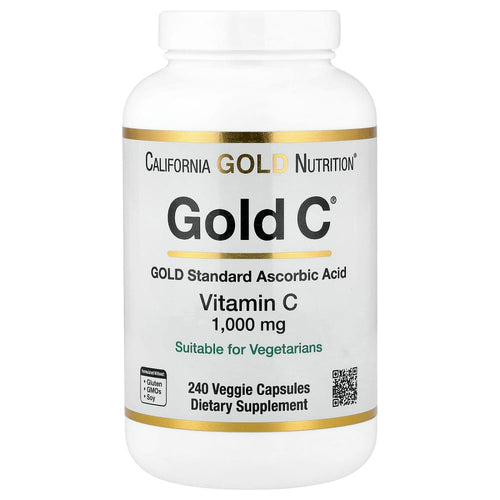 California Gold Nutrition Gold C, Vitamin C 1,000 mg – 240 gélules végétales (Veggie Capsules) – photo produit