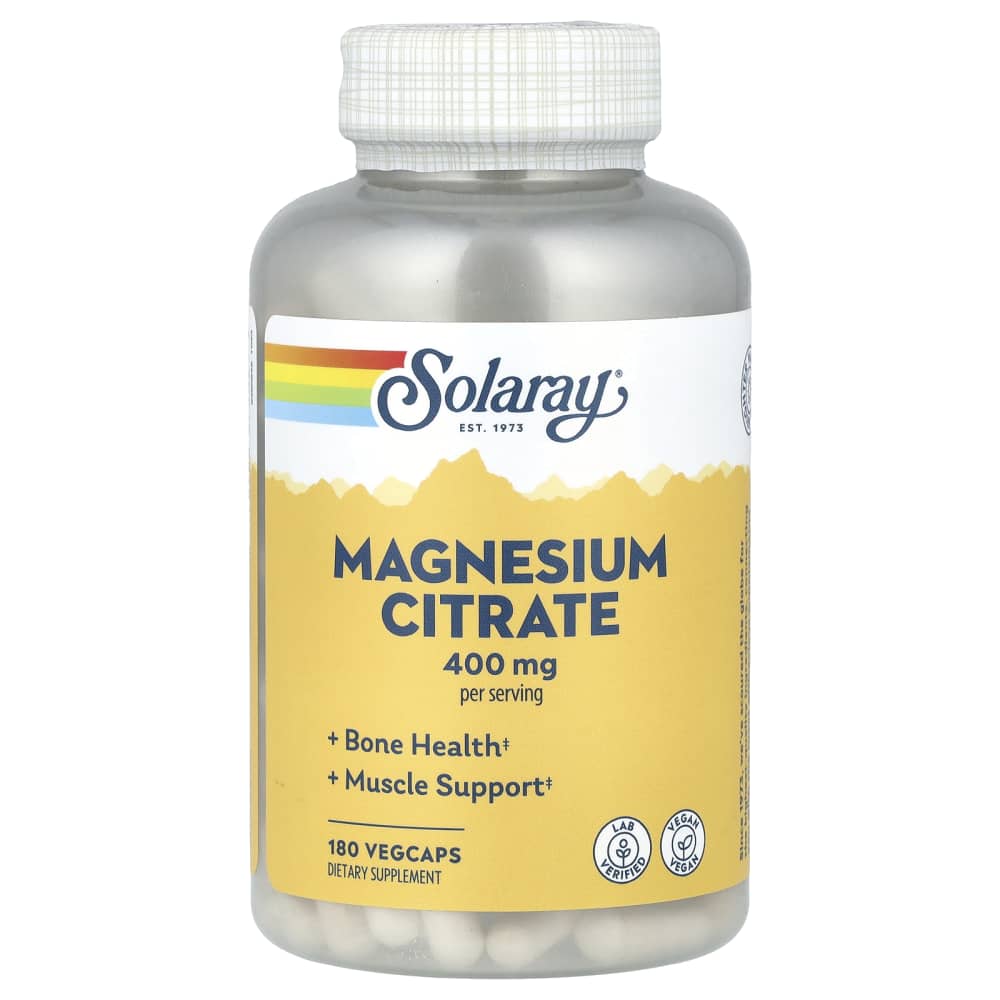 Solaray Magnesium Citrate 400 mg – 180 VegCaps – photo produit