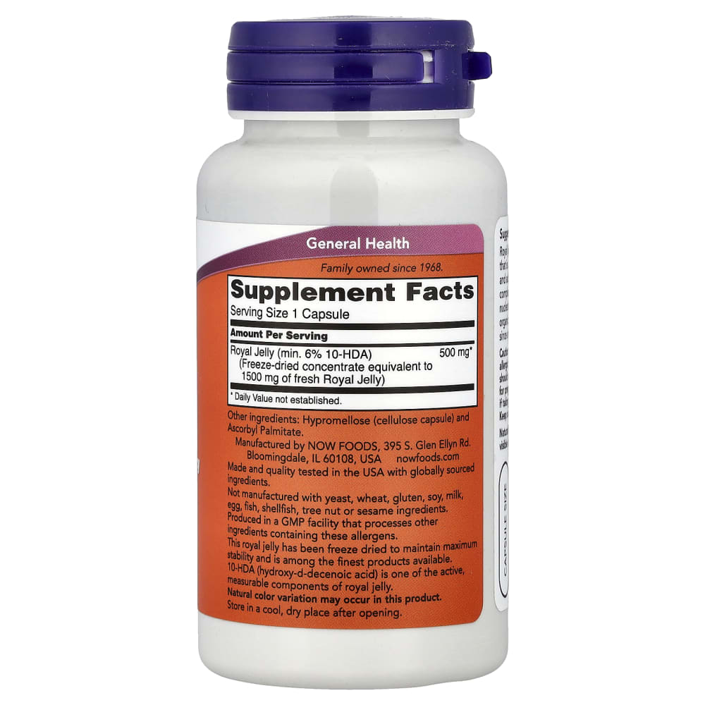 NOW Foods Royal Jelly 1500 mg Equivalency (60 Capsules) – vue supplémentaire