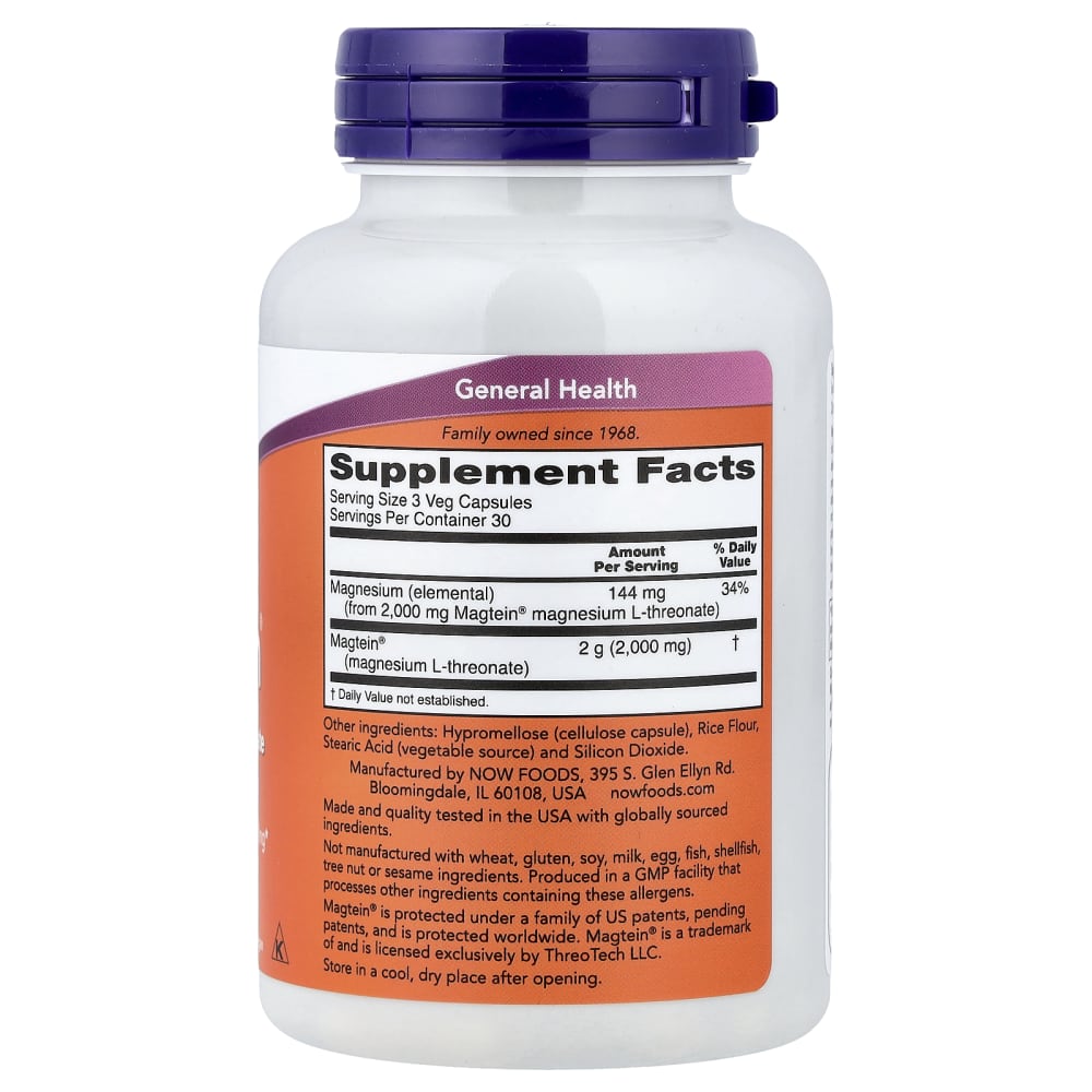 NOW Foods Magtein 90 capsules végétales – vue supplémentaire