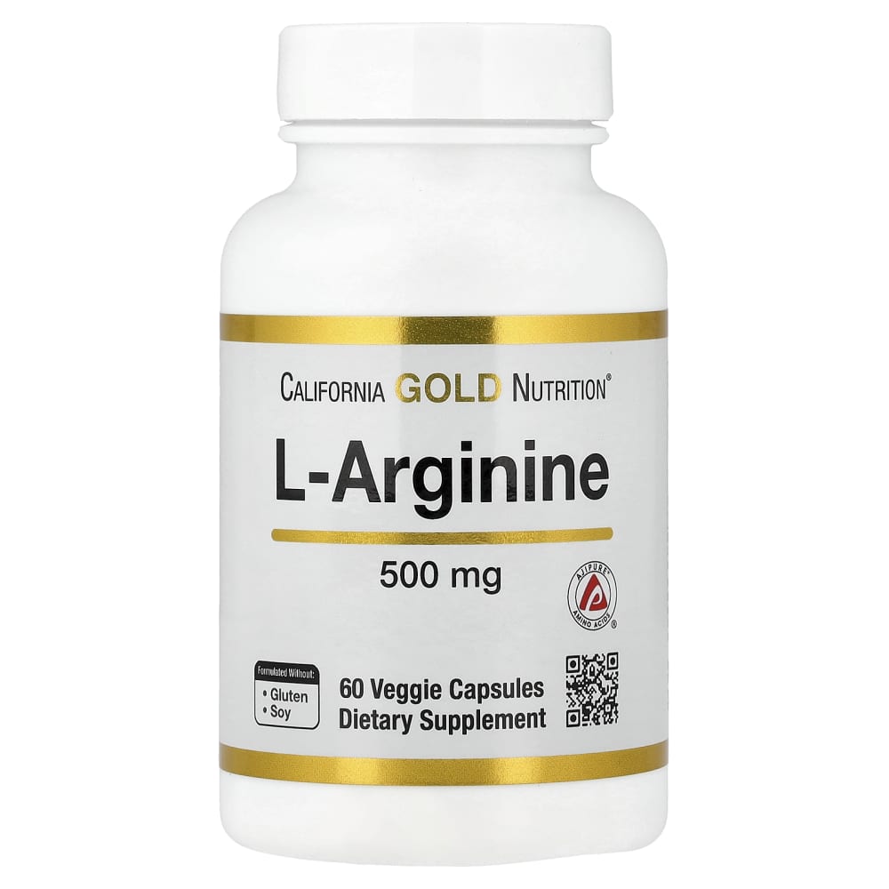 California Gold Nutrition L-Arginine 500 mg – 60 gélules végétales (Veggie Capsules) – photo produit