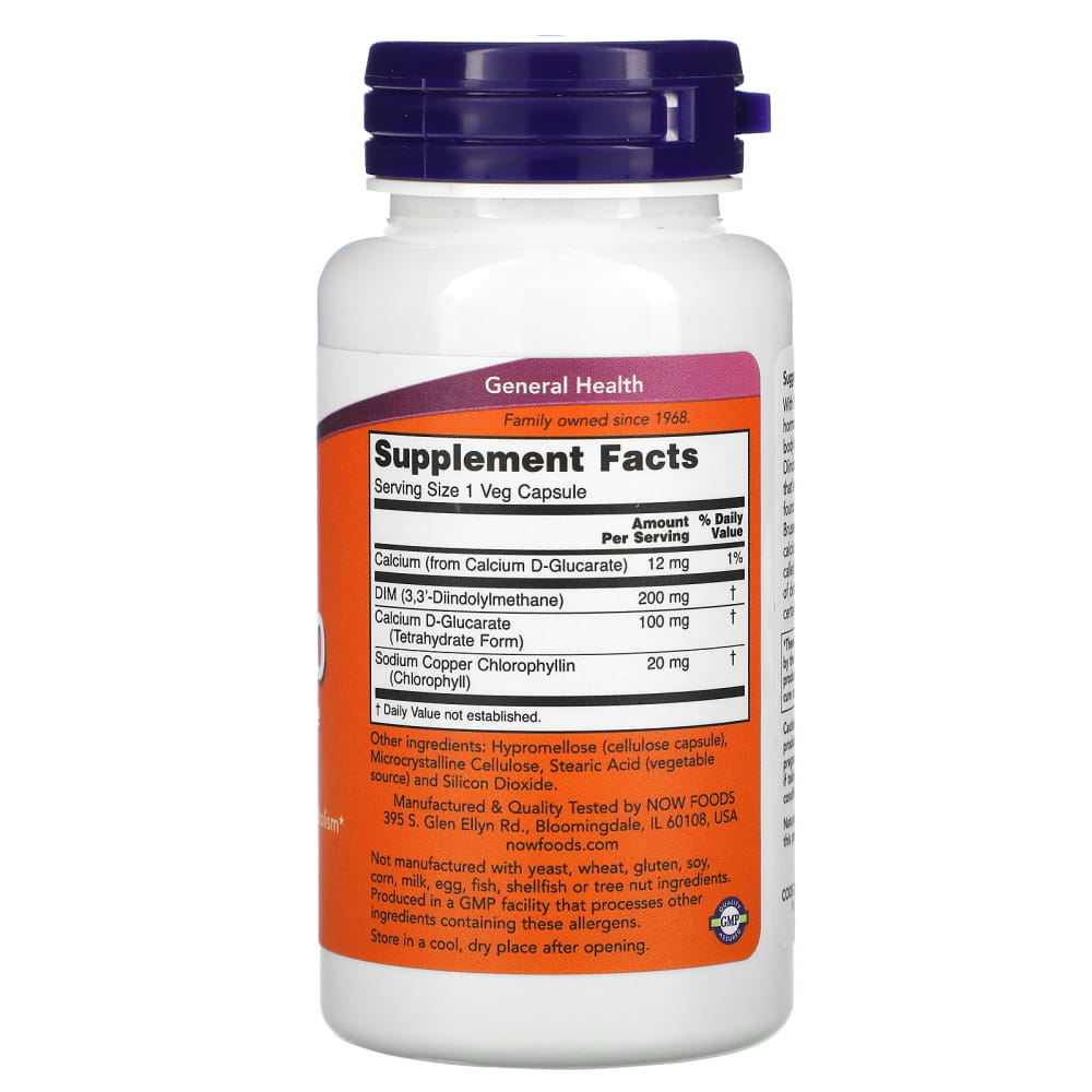 NOW Foods DIM 200 mg – 90 capsules végétales – vue supplémentaire