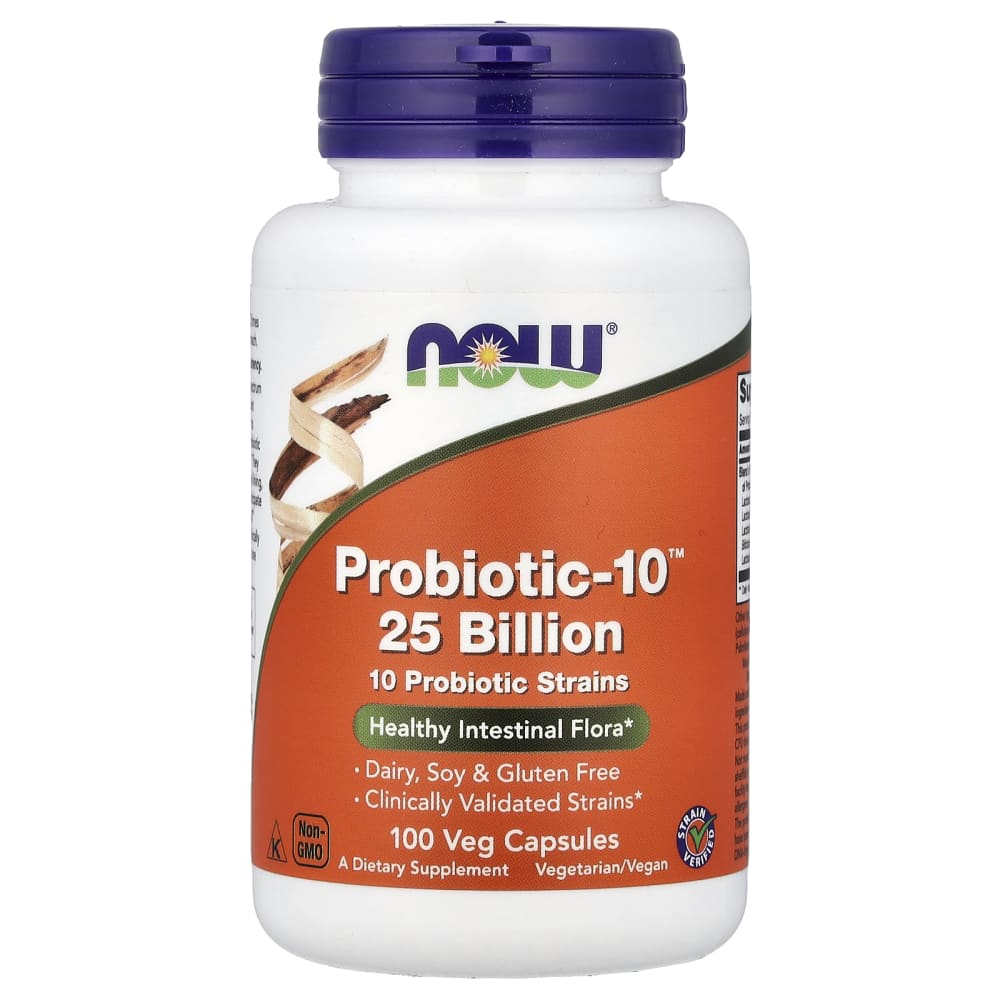 NOW Foods Probiotic-10™ 25 Billion – 10 Probiotic Strains – 100 Veg Capsules – photo produit