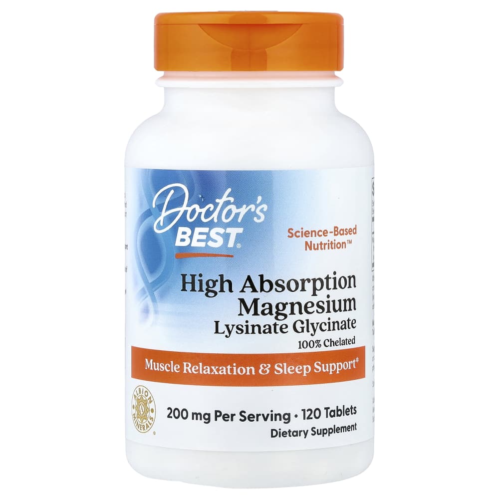 Doctor's Best High Absorption Magnesium Lysinate Glycinate – 200 mg – 120 comprimés – photo produit