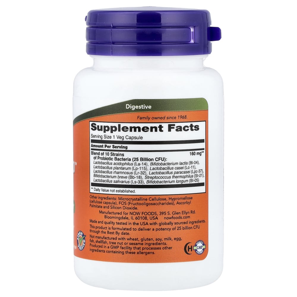 NOW Foods Probiotic-10 25 Billion (50 Gélules Végétales) – vue supplémentaire