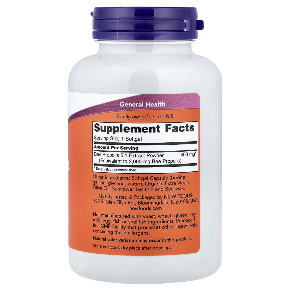 NOW Foods Propolis 2000 Extract 5:1 (90 Softgels) – vue supplémentaire