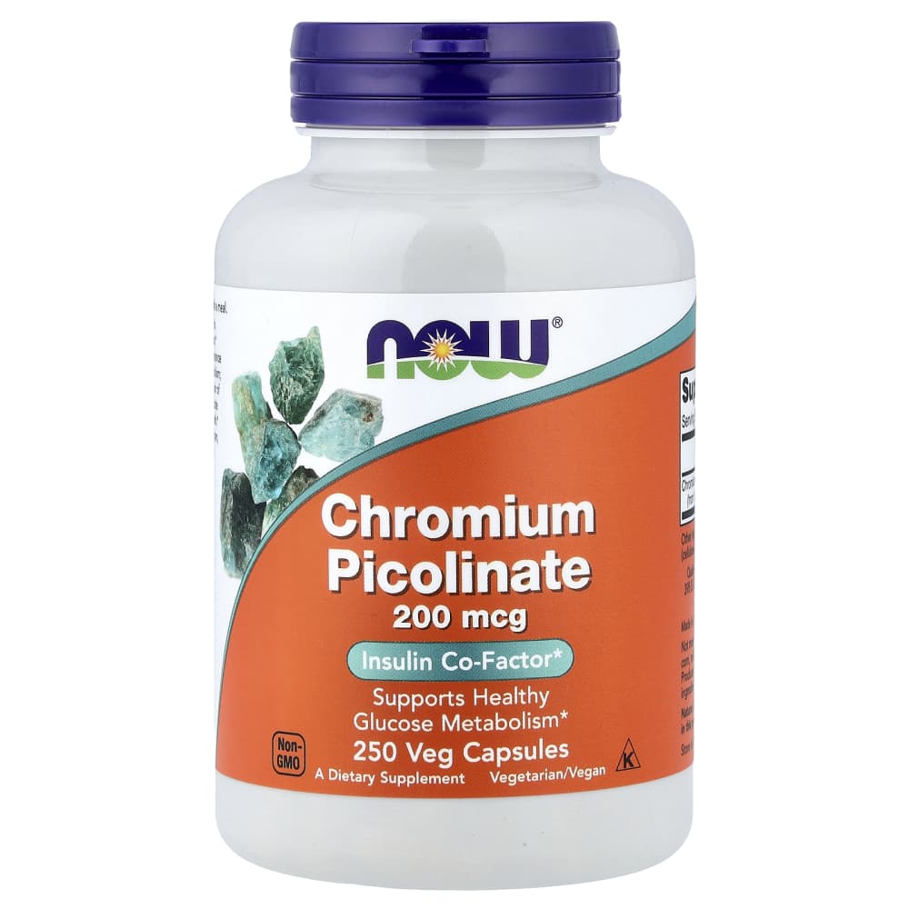 NOW Foods Chromium Picolinate 200 mcg – 250 gélules végétales (Veg Capsules) – photo produit