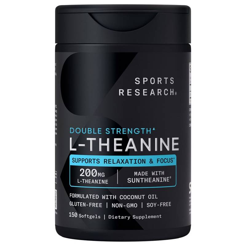 Sports Research Double Strength L-Theanine 200 mg – 150 capsules molles (Softgels)