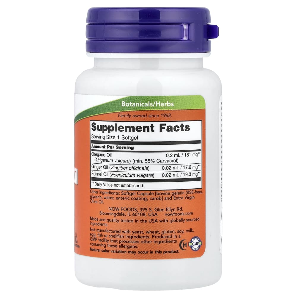 NOW Foods Oregano Oil – 90 capsules molles (Softgels) – vue supplémentaire