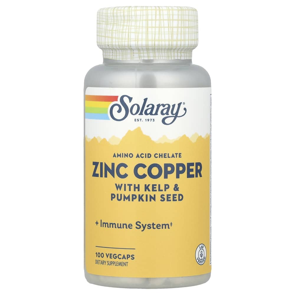 Solaray Zinc Copper – 100 VegCaps – photo produit