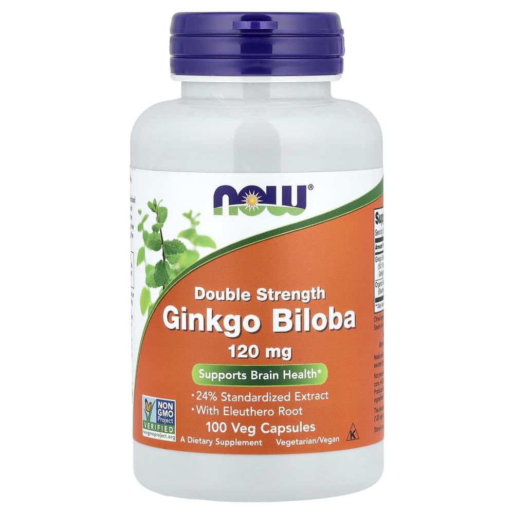 NOW Foods Double Strength Ginkgo Biloba 120 mg (100 Gélules Végétales) – photo produit