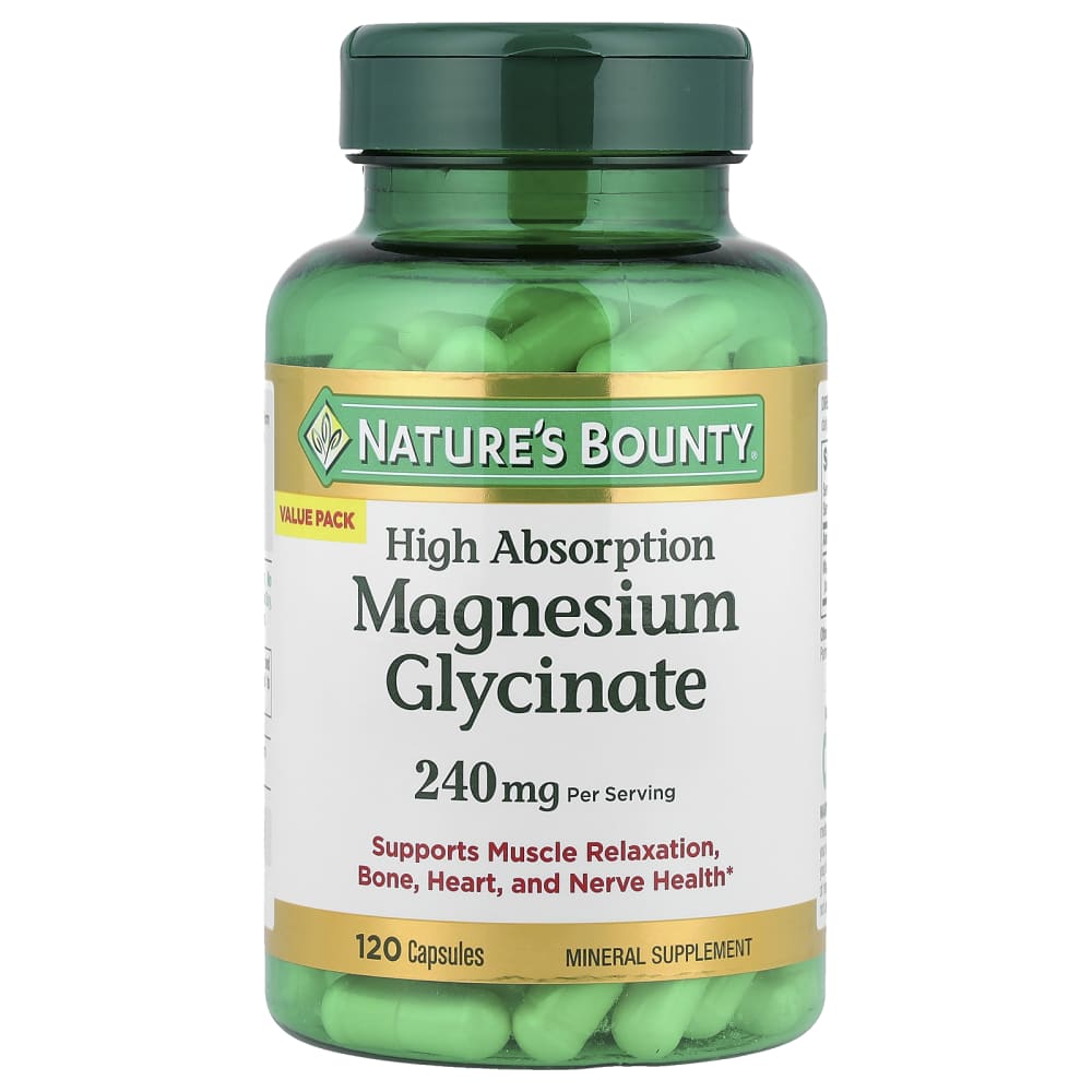 Nature's Bounty High Absorption Magnesium Glycinate 240 mg – 120 gélules (Capsules) – photo produit