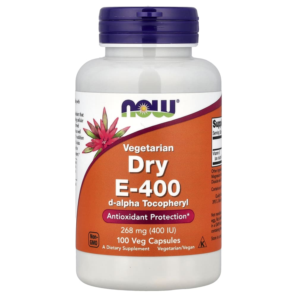 NOW Foods Dry E-400 (Vitamine E sèche) 268 mg / 400 UI – 100 capsules végétales – photo produit