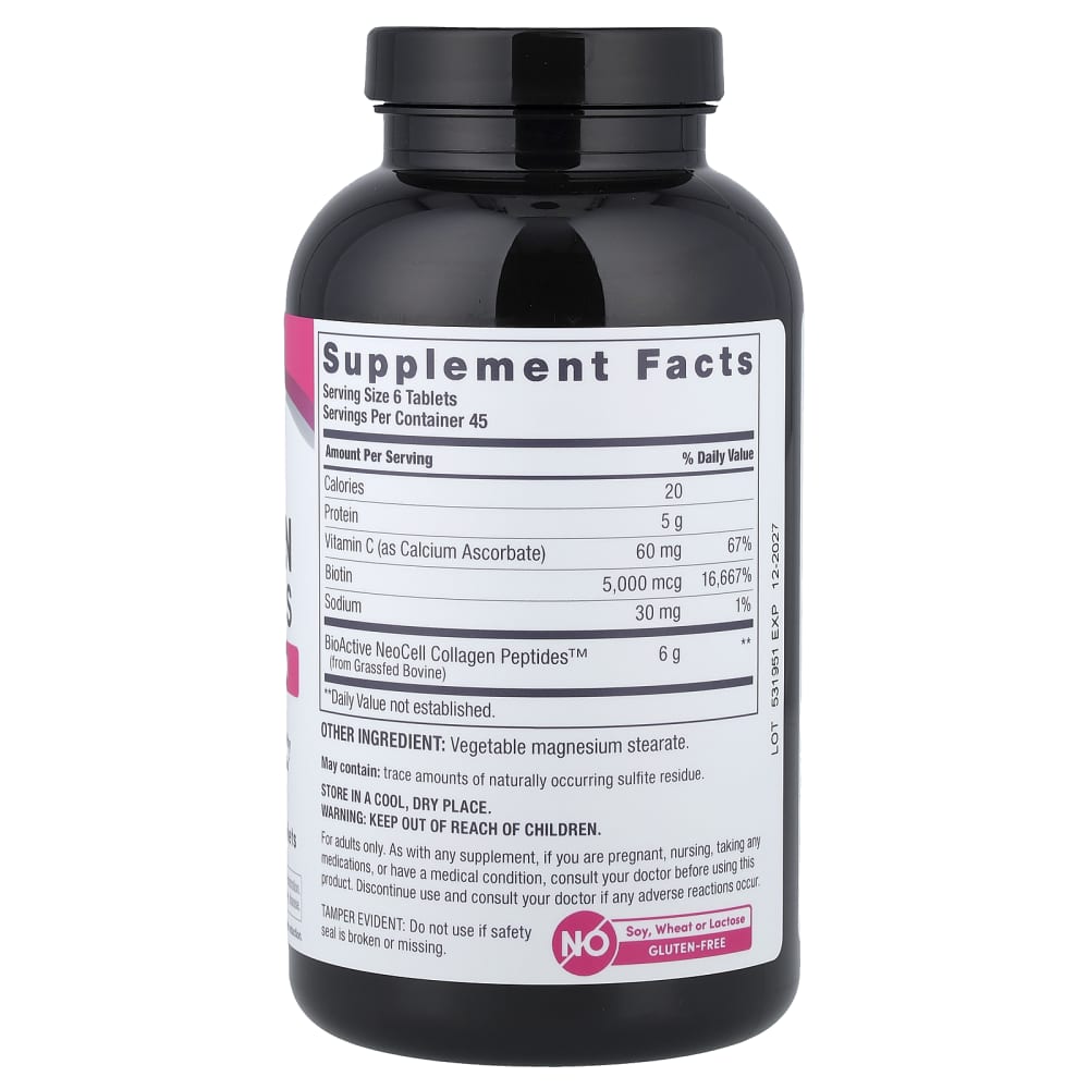 Neocell Grassfed Collagen Peptides + Vitamine C & Biotine – 6 000 mg – 270 comprimés – vue supplémentaire